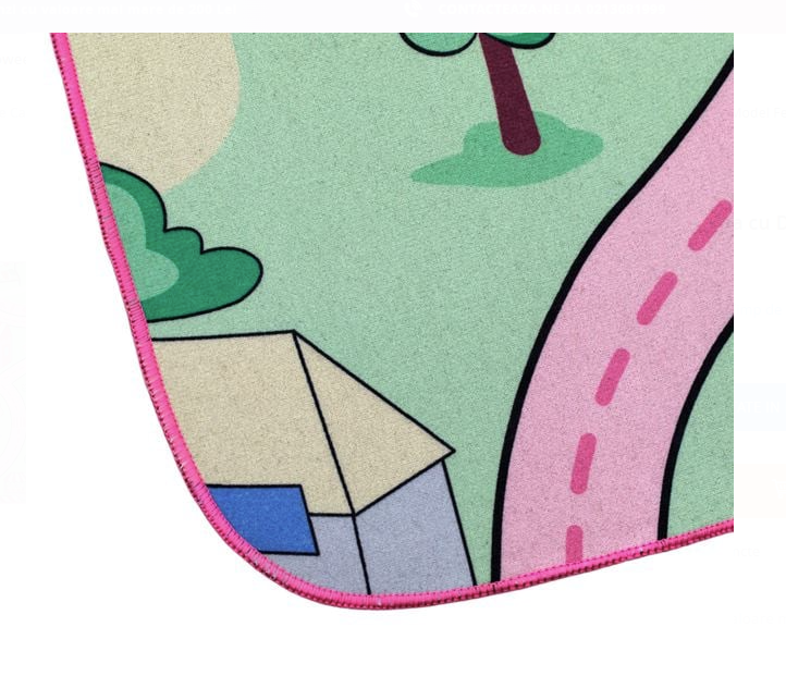 Covor Decorativ Roz Model Ferma cu Drum 150x100cm