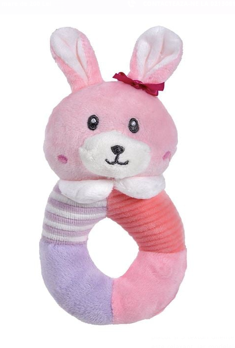 Jucarie Zornaitoare Inel Iepuras Roz 18cm