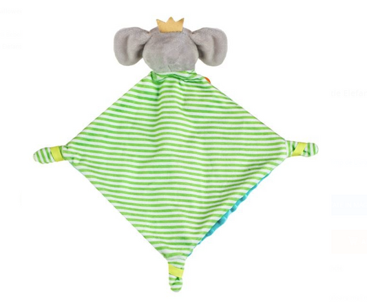Mini Paturica cu Jucarie de Dentitie Elefant Verde Deschis 35x33cm