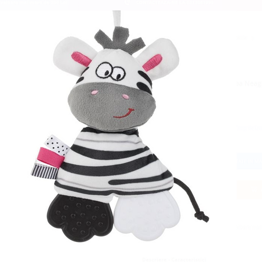 Jucarie pentru Carucior Zebra Alba Neagra cu Sunet 34cm