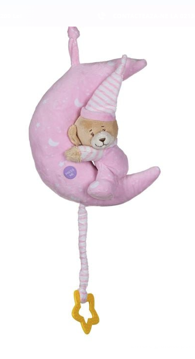 Carusel Muzical pentru Patut Luna Ursulet Bleu cu Lumina 24cm