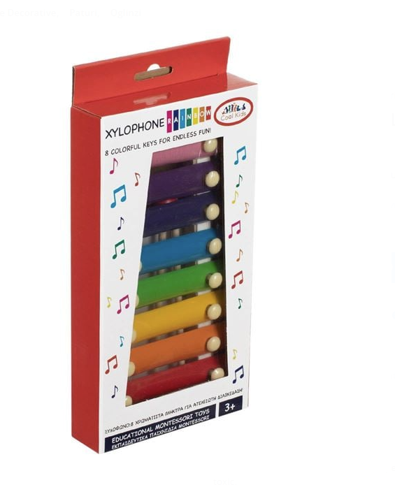 Xilofon din Lemn cu Clape Colorate