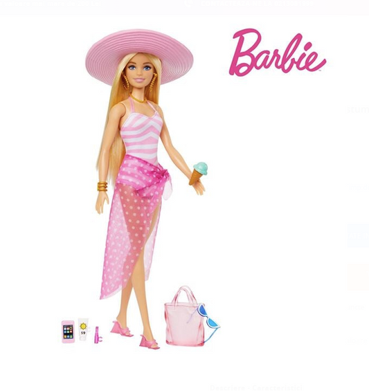 Papusa Barbie Beach Glam in Costum de Baie & Accesorii - Mattel