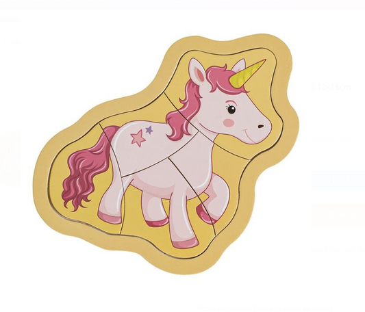 Puzzle din Lemn Unicorn (5 piese) 12x15cm