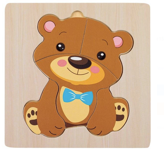 Puzzle din Lemn Ursulet (5 piese) 15x15cm