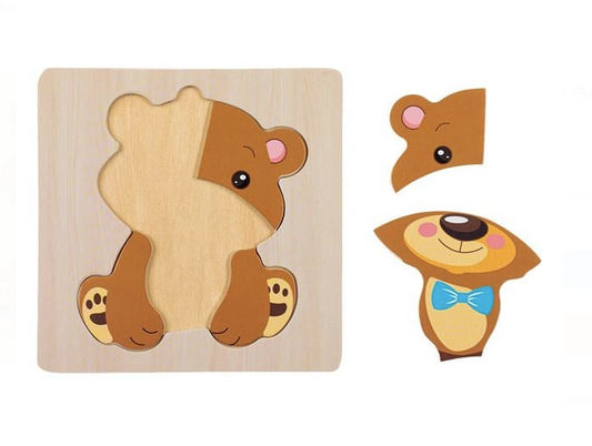 Puzzle din Lemn Ursulet (5 piese) 15x15cm
