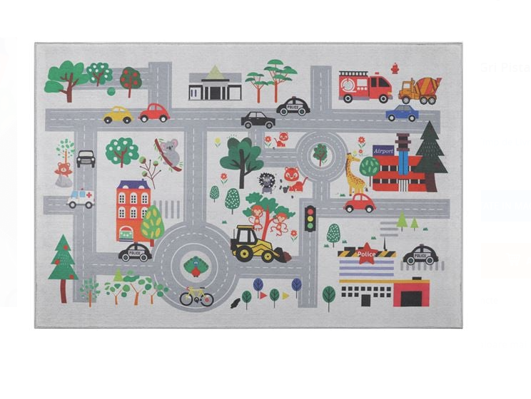 Covor Decorativ Dreptunghiular Gri Pista de Curse 150x100cm