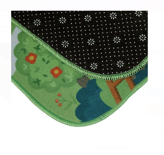 Covoras Decorativ Dreptunghiular Verde Alee cu Ferma 160x130cm