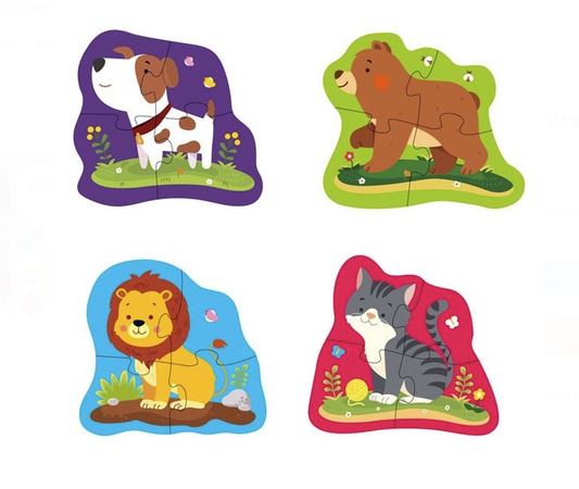 Puzzle cu 4 Animale pentru Copii (16 piese)