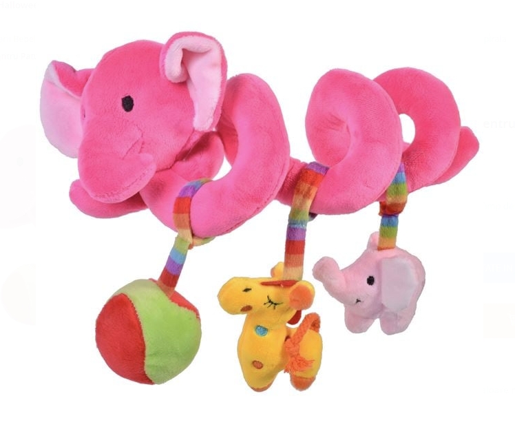 Spirala Elefant Fucsia cu Jucarii pentru Patut 27cm