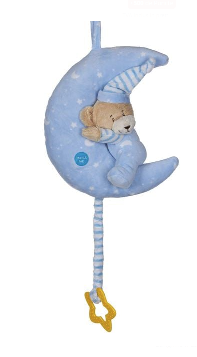 Carusel Muzical pentru Patut Luna Ursulet Bleu cu Lumina 24cm