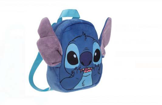 Rucsac de Plus Bleu Mov Catifelat Stitch pentru Copii 17.5x7x21cm
